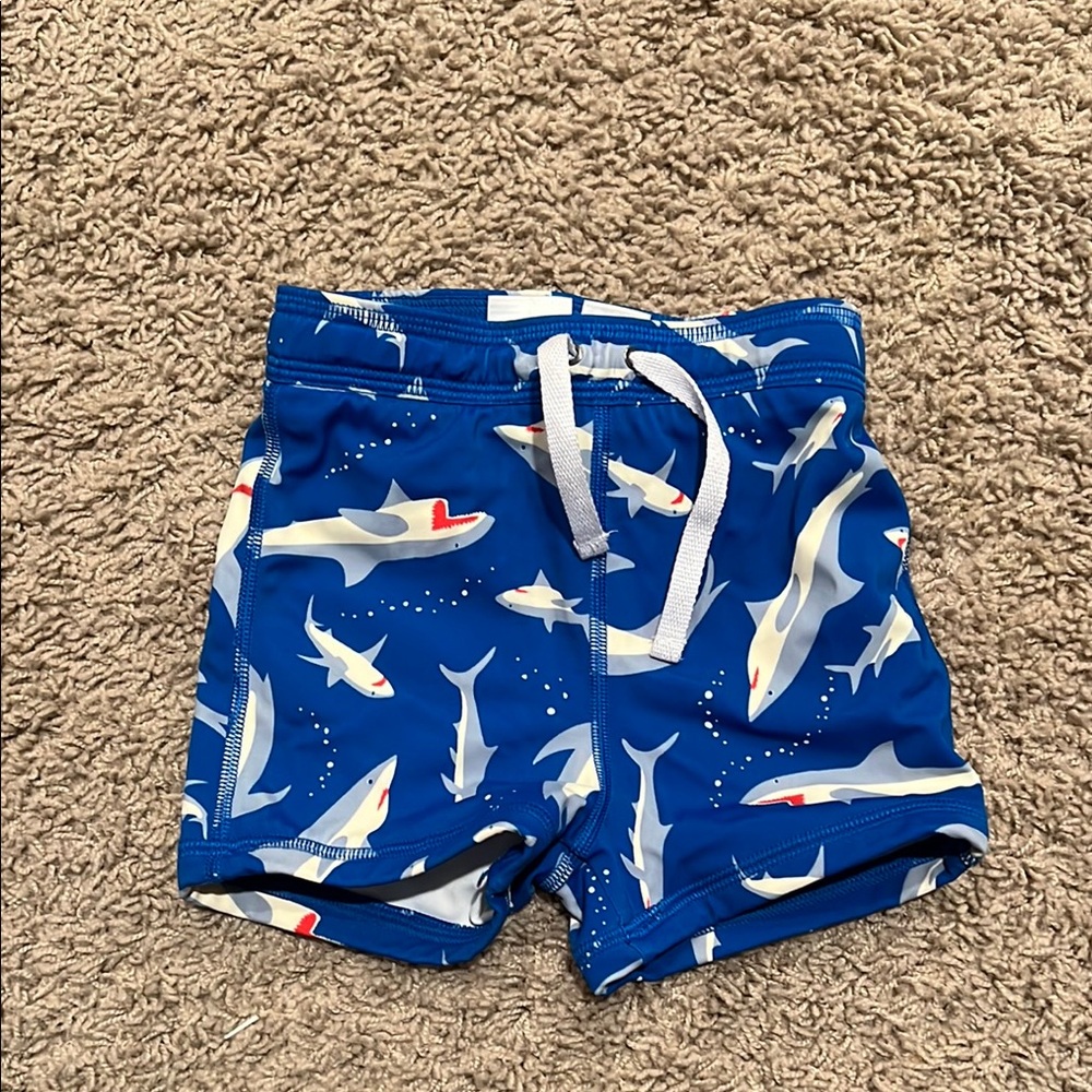 Hanna Andersson Blue Shark Print Swim Trunks